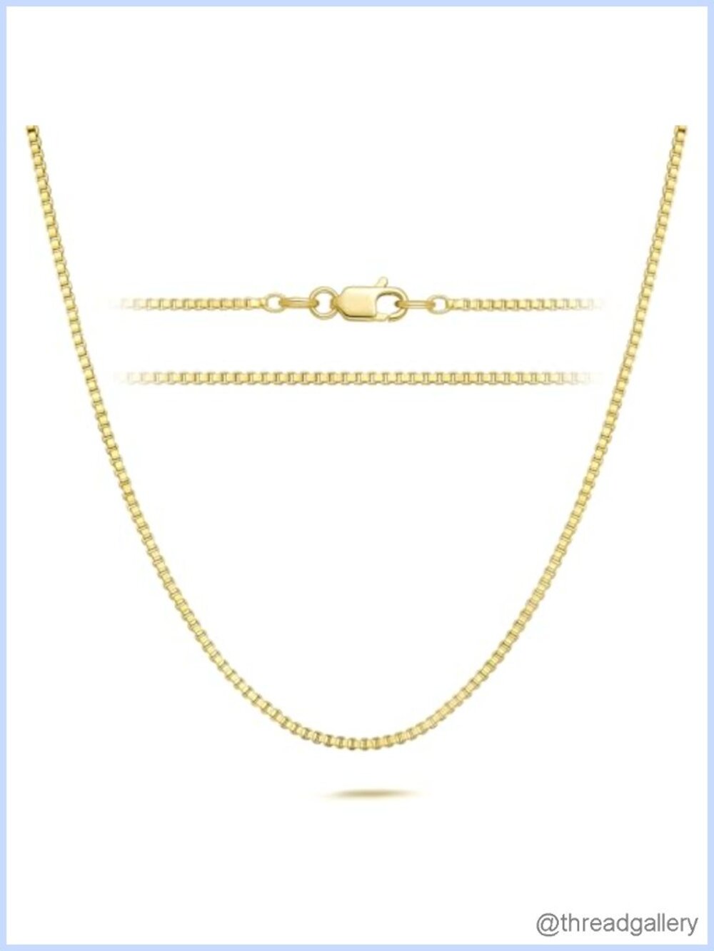 14K Gold Plated Box Chain Necklace 1.2mm 18in Lobster Clasp